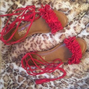 Ballet style ankle strap sandals